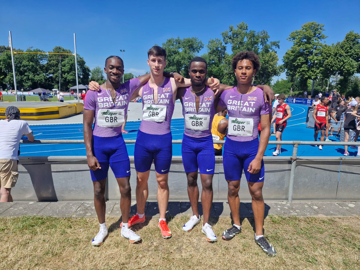 BritAthletics's tweet image. Another one 😮‍💨

Another meeting record in Mannheim, this time the men’s 4x100 squad power home in 39.34s 👏