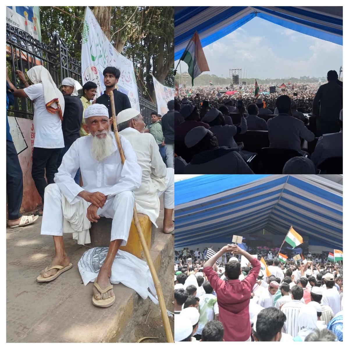 Imran4309's tweet photo. मुसलमान ज़मीन पर, रहनुमा स्टेज और टेंट में।
वक्फ बचाने के नाम पर गांधी मैदान, पटना में तिरंगा लहराया —
मगर असली मुद्दों की आवाज़ फिर दबा दी गई।
कुछ चेहरों ने अपनी सियासत चमका ली,
और भीड़ बस भरोसा लिए लौट गई।
#Bihar
#WaqfAmendmentBill #waqfproperty #WaqfLawProtest #WaqfBill https://t.co/BIBUAEAooO