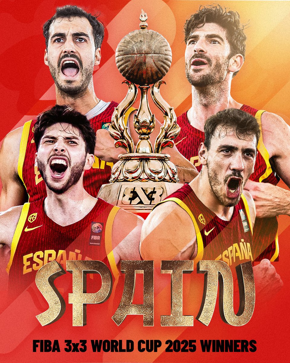 🏀3x3 | Mundial 🇲🇳

ESPAÑA 🇪🇸 CAMPEOOOOOOOOOOONA DEL MUNDOOOOO EN BALONCESTO 3X3

🔸Se trata la primera medalla de la historia en un mundial para España, venían de tapados y se van como CAMPEONES DEL MUNDO

¡¡HISTORIAAA!!