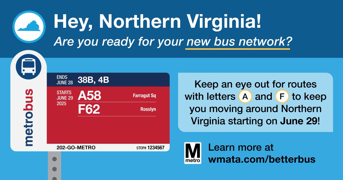 BikeArlington's tweet photo. 🚏It's here! @WMATA's #BetterBus Begins Today - SUNDAY, JUNE 29! 📅
🚌Whether your first Better Bus trip is today, tomorrow, or whenever, listen to this catchy ditty to prepare for your inaugural ride! 🎶 
https://t.co/cakXrtHKHF
@ArlingtonVA @ArlingtonDES @WalkArlington @CarFreeDiet