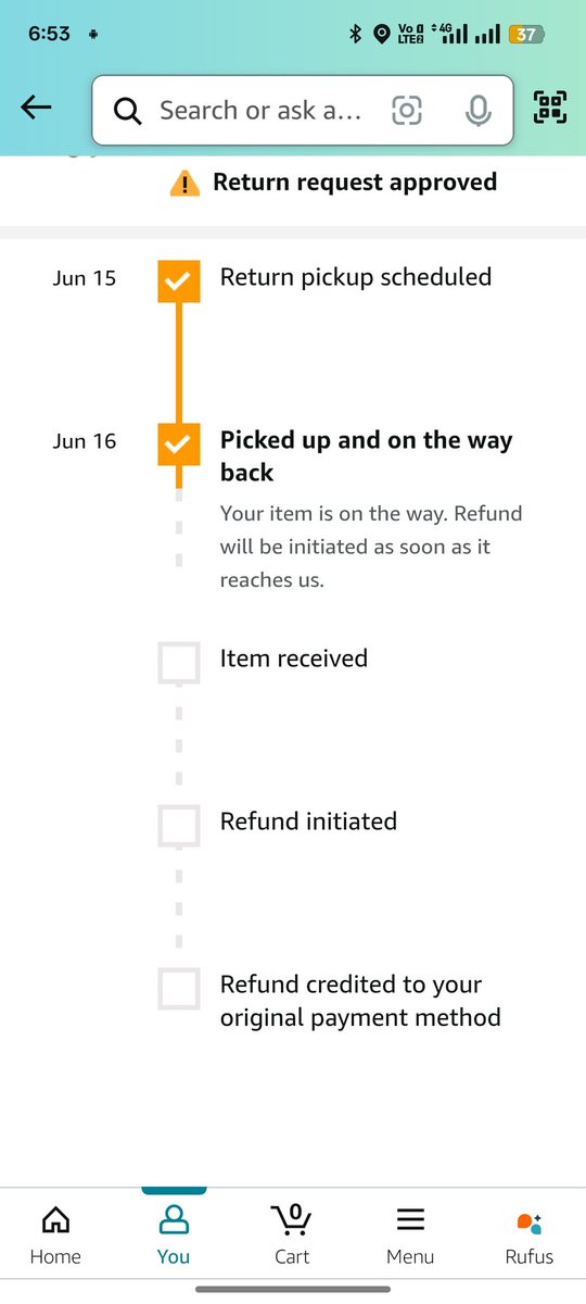 DevenderBidhan's tweet photo. @amazonIN @amazon When will I get this refund? It has already left 14 days ago https://t.co/9VVv2wClEh