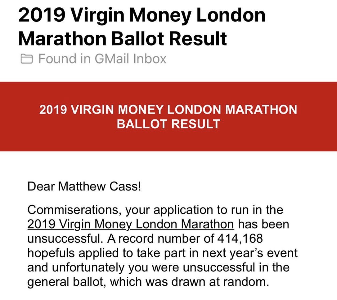 mattjcass's tweet photo. @LondonMarathon is there anything you can do…? I must be the unluckiest person ever I swear. I’m worried I will never be able to do it with my knees giving up… (1/2) https://t.co/zWMtv6LtIP