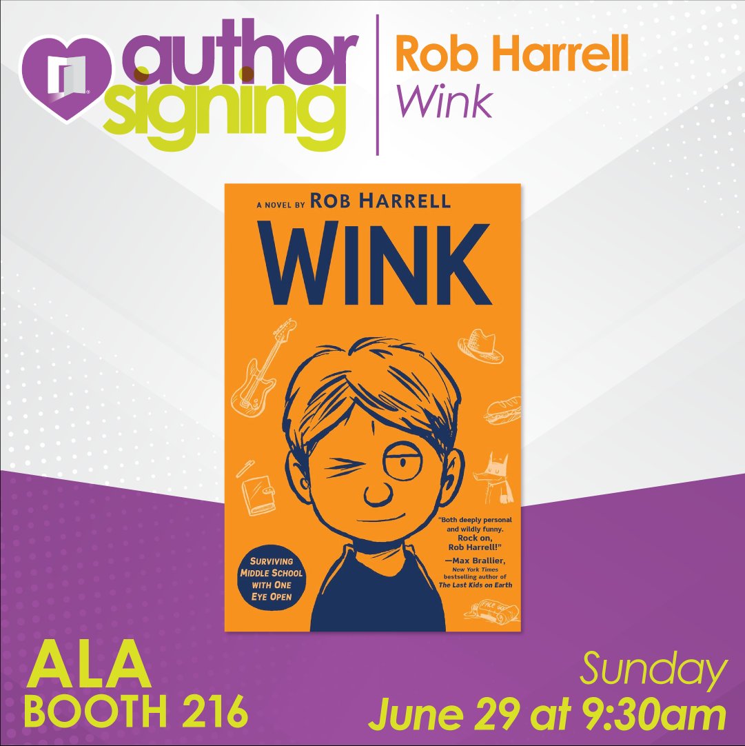 Libraria (@golibraria) on Twitter photo ⭐Hey ALA goers! Check out today's book signing at Booth 216 ⭐Meet <a href="/HarrellRob/">Rob Harrell</a> author of Wink at 9:30am!
Librarians & Educators: Stop by for a FREE copy! (1 per person while supplies last)
#ALA2025 #bookvendor #kidslit #ALA <a href="/penguinrandom/">Penguin Random House 🐧🏠📚</a> ⭐Hey ALA goers! Check out today's book signing at Booth 216 ⭐Meet <a href="/HarrellRob/">Rob Harrell</a> author of Wink at 9:30am!
Librarians & Educators: Stop by for a FREE copy! (1 per person while supplies last)
#ALA2025 #bookvendor #kidslit #ALA <a href="/penguinrandom/">Penguin Random House 🐧🏠📚</a>