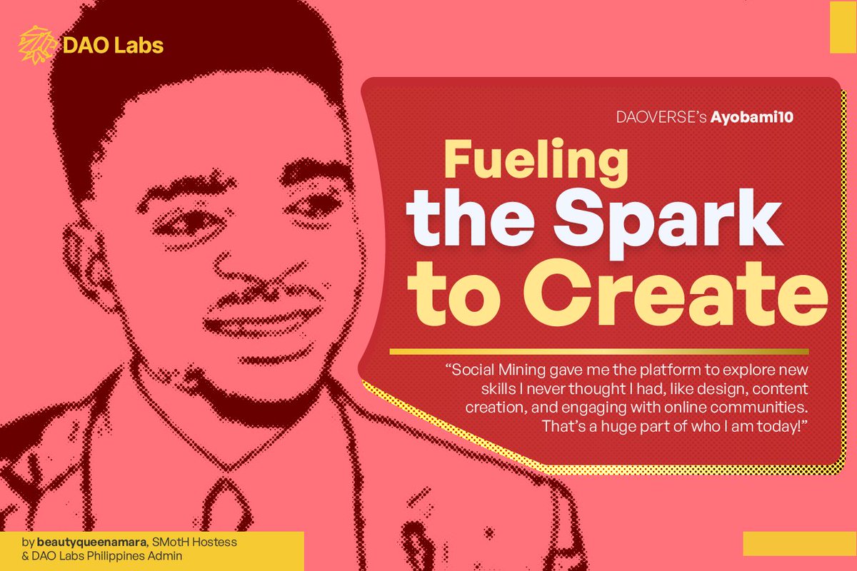 TheDAOLabs's tweet image. In #Web3, not everyone begins with expertise—many start with curiosity.
👨🏽🦱 @BakareBhassyt is one of those contributors in #SocialMining whose journey shows that the willingness to learn can be just as powerful as experience.
📝 Explore his story on our blog — link in bio ☝?