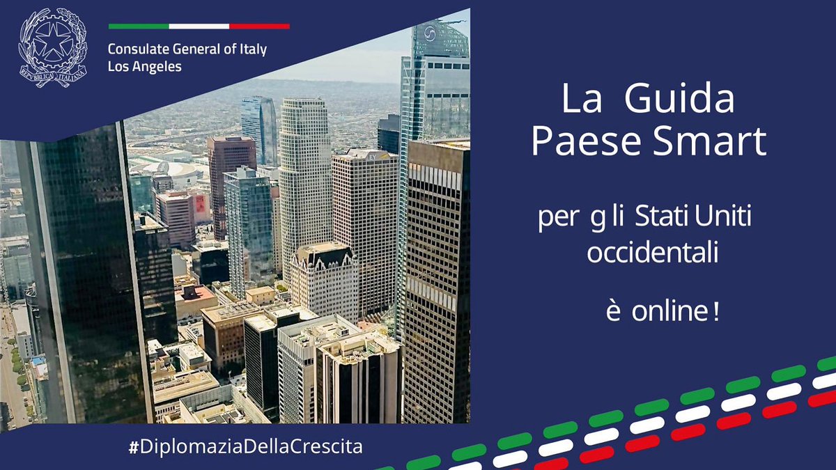 Italy in Los Angeles (@italyinla) on Twitter photo È online la “GUIDA PAESE SMART” realizzata da <a href="/ItalyinLA/">Italy in Los Angeles</a>, <a href="/ItalyinSanFran/">Italy in SanFran</a> e <a href="/ITALosAngeles/">ITA Los Angeles</a> concepita per fornire a manager e imprenditori italiani uno strumento pratico e suggerimenti utili per fare business negli USA occidentali 🇺🇸
🔗 conslosangeles.esteri.it/it/news/dal_co… È online la “GUIDA PAESE SMART” realizzata da <a href="/ItalyinLA/">Italy in Los Angeles</a>, <a href="/ItalyinSanFran/">Italy in SanFran</a> e <a href="/ITALosAngeles/">ITA Los Angeles</a> concepita per fornire a manager e imprenditori italiani uno strumento pratico e suggerimenti utili per fare business negli USA occidentali 🇺🇸
🔗 conslosangeles.esteri.it/it/news/dal_co…