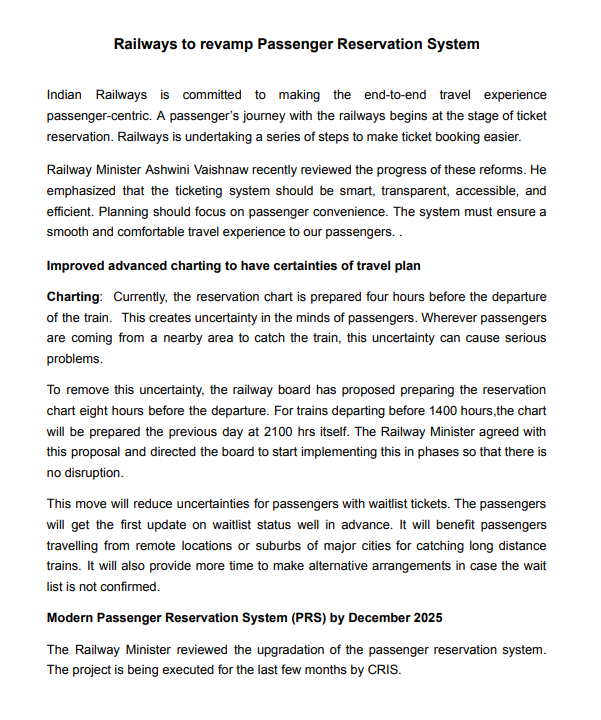 ANI's tweet photo. The railway board has proposed preparing the reservation chart eight hours before the departure. For trains departing before 1400 hours, the chart will be prepared the previous day at 2100 hours. The new PRS (Passenger Reservation System) will allow over 1.5 lakh ticket bookings per minute. Indian Railways will allow only authenticated users to book Tatkal tickets on IRCTC website and mobile app beginning 1st July, 2025. Further, OTP-based authentication will be done for Tatkal bookings from the end of July, 2025. The authentication should be done using Aadhaar or any other verifiable Government ID available in the user’s DigiLocker account: Indian Railways