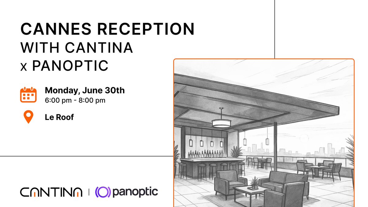 Guess who’s coming to Cannes? That’s right, Cantina is.

Join us and <a href="/Panoptic_xyz/">Panoptic</a> on June 30 at Le Roof for a sunset reception overlooking the Mediterranean. Great wine, sharper conversation, and the people shaping crypto security. EthCC starts here.