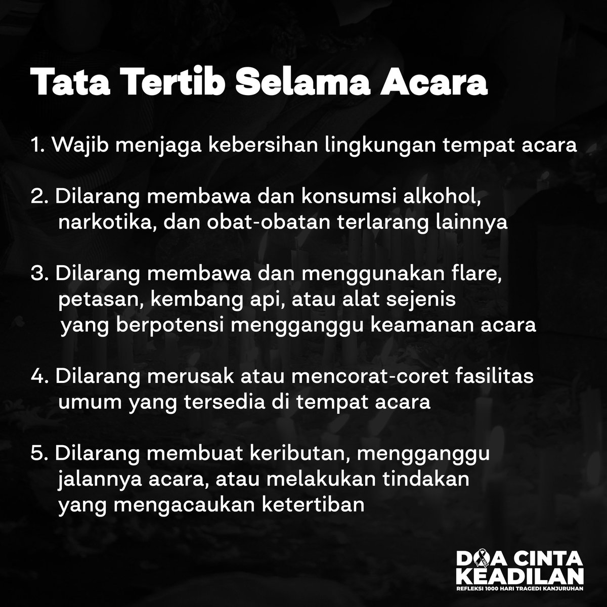 Relokasi Acara Peringatan 1000Hari Tragedi Kanjuruhan.

Tetap di hari dan jam yang sama. Jadi tetap datang dan dukung keluarga korban ya. 

#JusticeForKanjuruhan