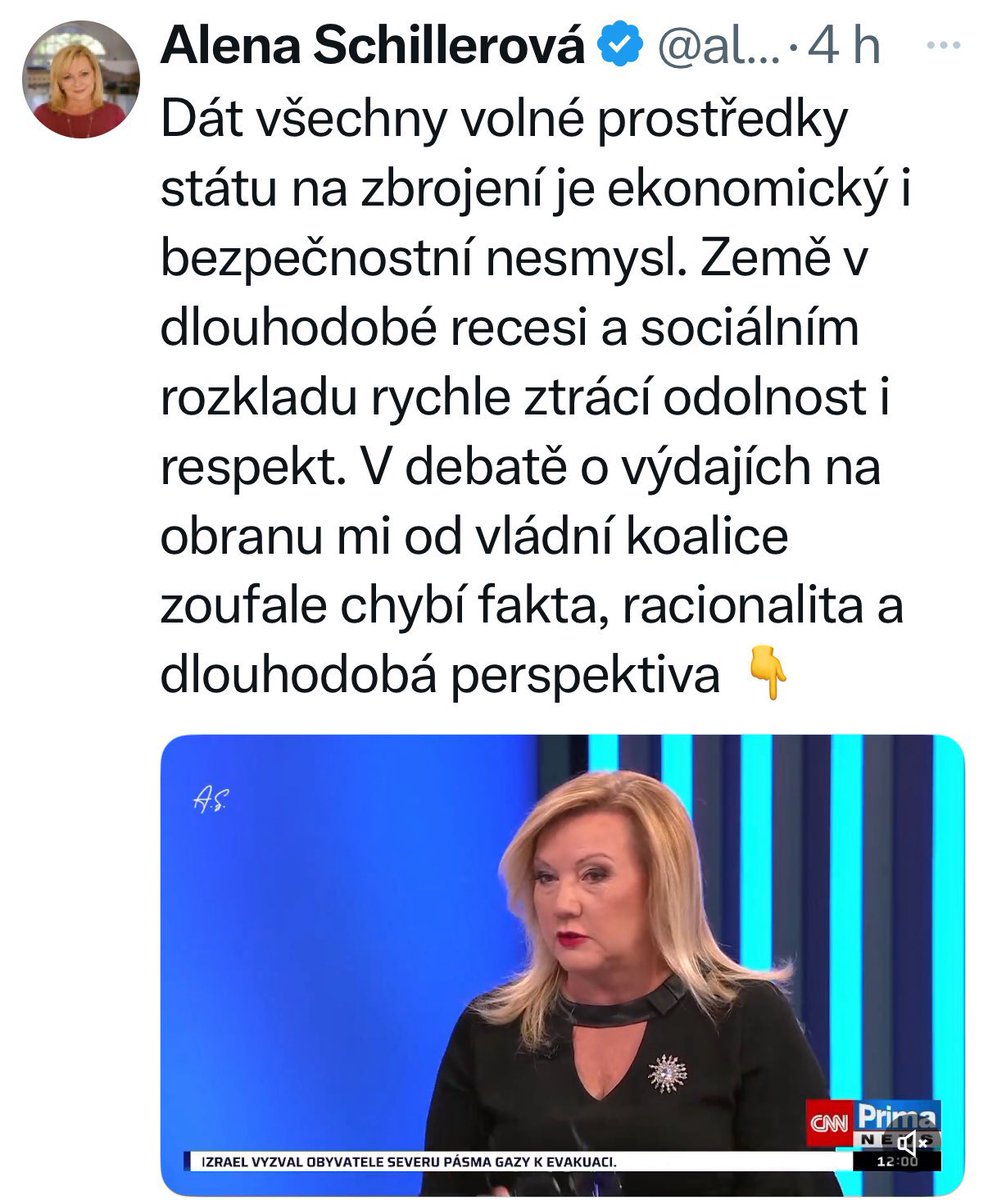 Nerozumí a nikdy nerozuměla ekonomice, a bezpečnosti už vůbec. Jako ministryně financí bezprecedentně rozhazovala, a tvrdila, že půjčka není dluh. Takže znovu - bez vnitřní a vnější bezpečnosti nebude ekonomický růst a nebude kvalita života, na kterou jsme zvyklí.
Každý