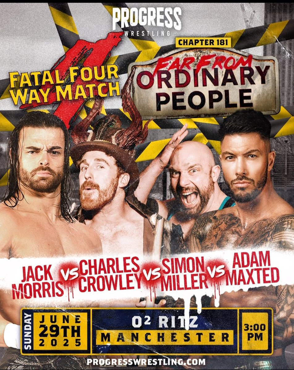 tall_ny's tweet photo. Charles Crowley went over Jack Morris, Simon Miller and Adam Maxted in a Fatal Four Way Match when Crowley pinned Maxted #CHAPTER181 https://t.co/ptimA4f7JS