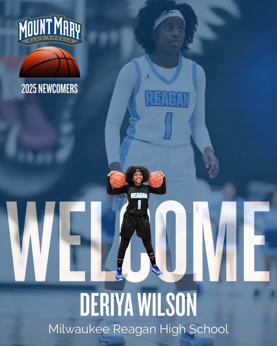 Introducing our newest Blue Angel basketball players, the Mount Mary University Class of 2029. Today, we introduce Deriya, a 5-6 guard from Ronald Reagan High School-Milwaukee and the Milwaukee City Conference. Welcome to the family!