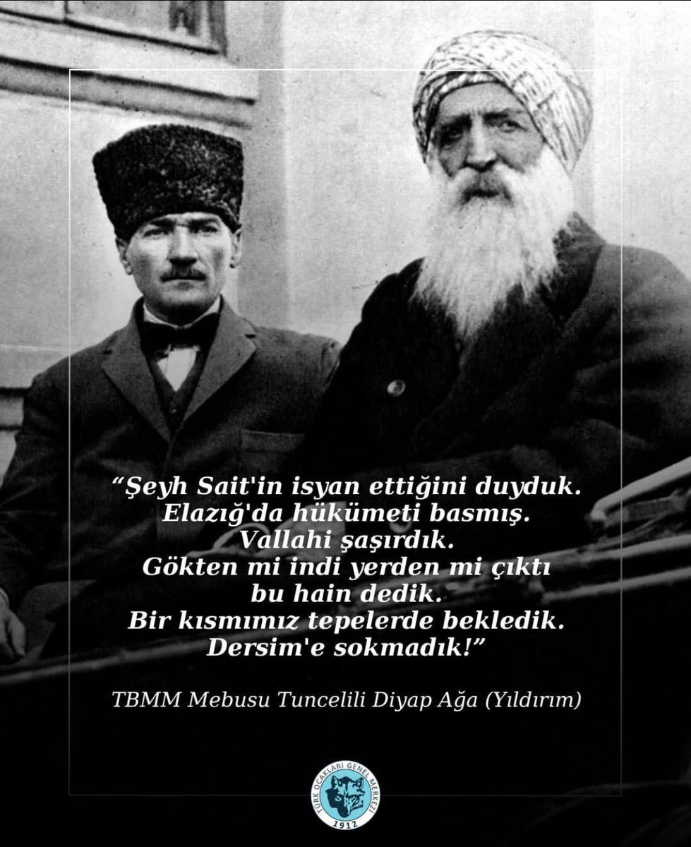 Şeyh Said'in idamının 100. yıl dönümünde; emeği geçen tüm kahramanları saygıyla anıyorum.