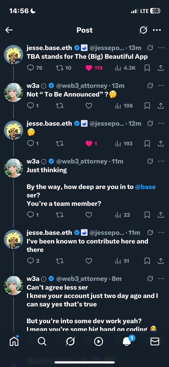 web3_attorney's tweet image. These guys are so humble bro…
I’ve being having a dialogue with @base founder, @jessepollak and I didn’t even notice
Man refused to tell me who he is, he said he’s a contributor 🥹until when I checked bio again
I will be humble too 🥹🥹 I’m based