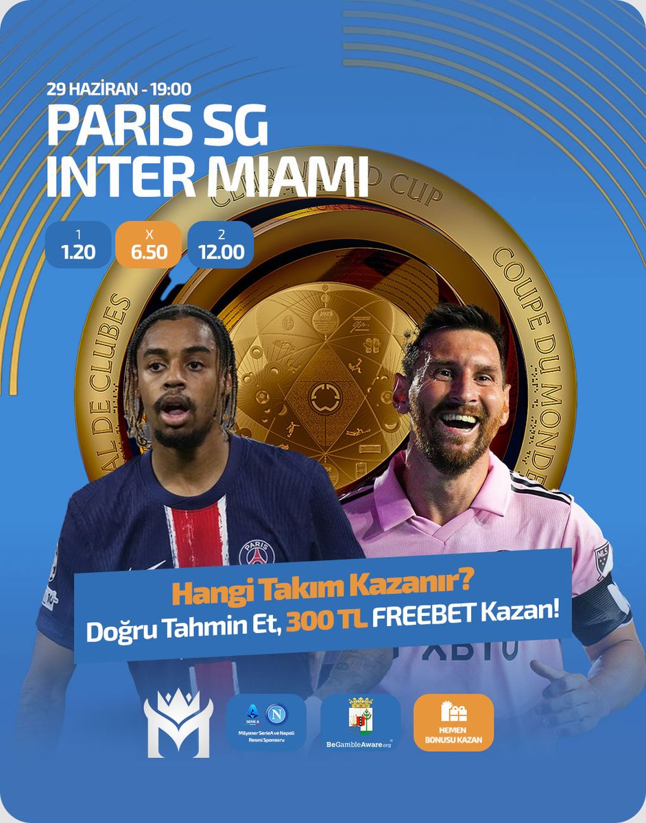 ⚽️ #ParisSaintGermain  vs. #InterMiami 

📅 29 Haziran | ⏰ 19:00

🏟 Hangi Takim Kazanir ? 

💰 Doğru tahmin yapanlara 300 TL FREEBET / FREESPIN Hediye!💰

📲 Hemen Katıl: milyoner368.com

✅ Kullanıcı adını ve tahminini yaz
👥 3 arkadaşını etiketle
🔁 Gönderiyi RT'le