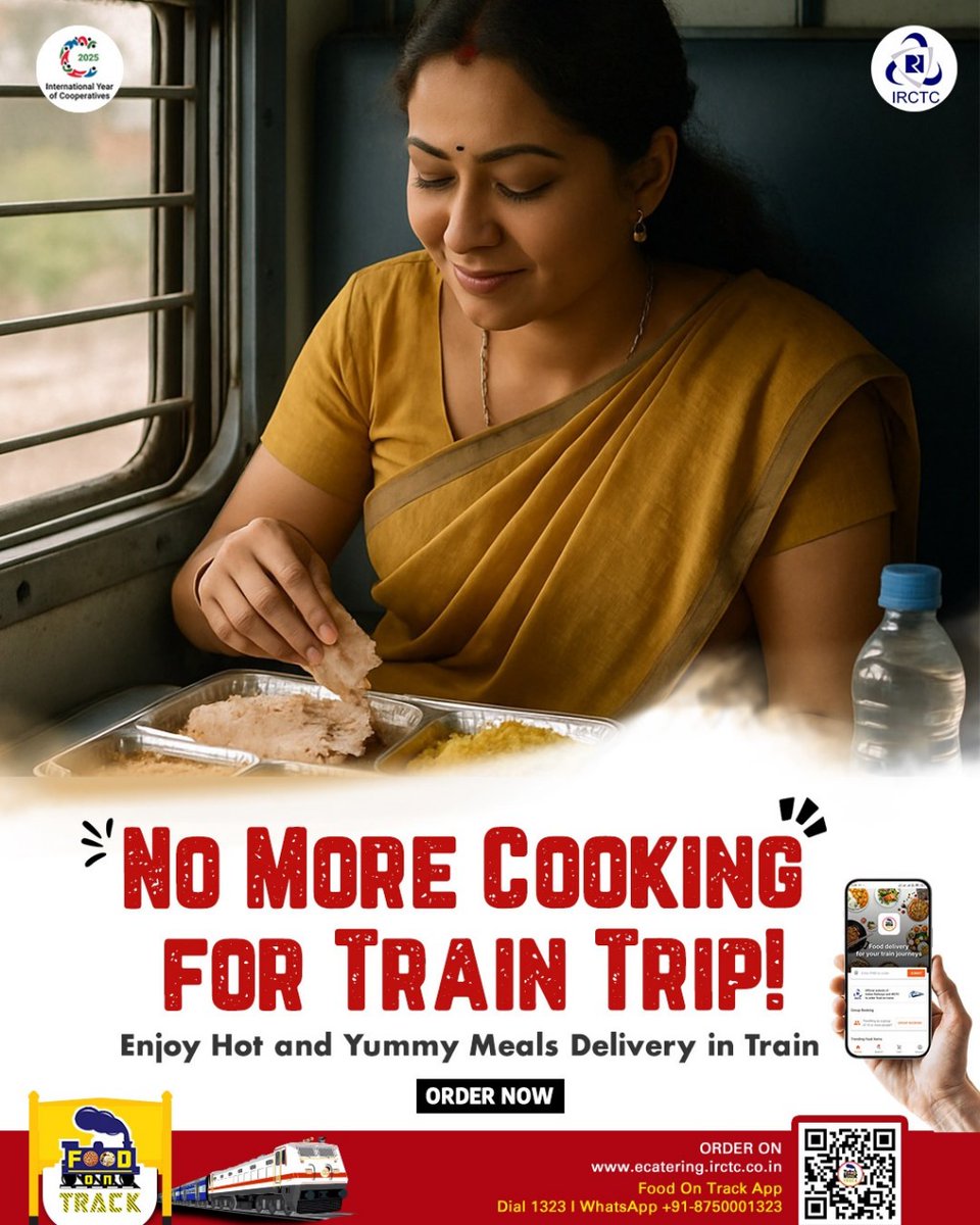 To all the moms, wives, and sisters, take a break from cooking at odd hours during your train journey! Enjoy fresh, hot meals delivered right to your seat with IRCTC eCatering’s Food on Track App. Order now and travel hassle-free!

Order Now!
🌐 ecatering.irctc.co.in
📲 Install
