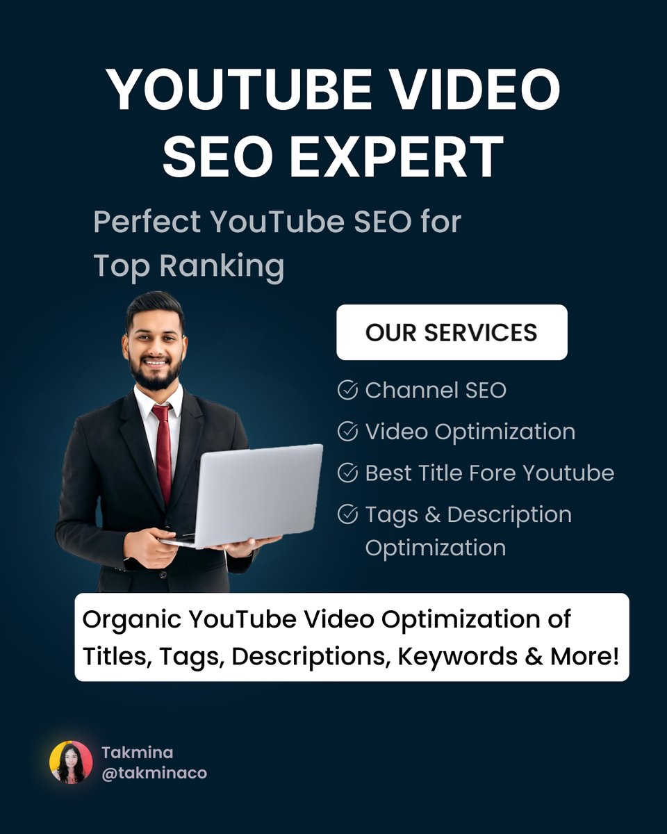 takminco's tweet photo. 🚀 Boost your channel with proven YouTube SEO!
Struggling to get views? I’ll help you rank higher &amp; grow organically:
✅ Channel SEO
✅ Video Optimization
✅ Titles, Tags, Keywords
📩 DM or takmina2k3@gmail.com
#YouTubeSEO #GrowYourChannel #takmina https://t.co/0UicvHh87g