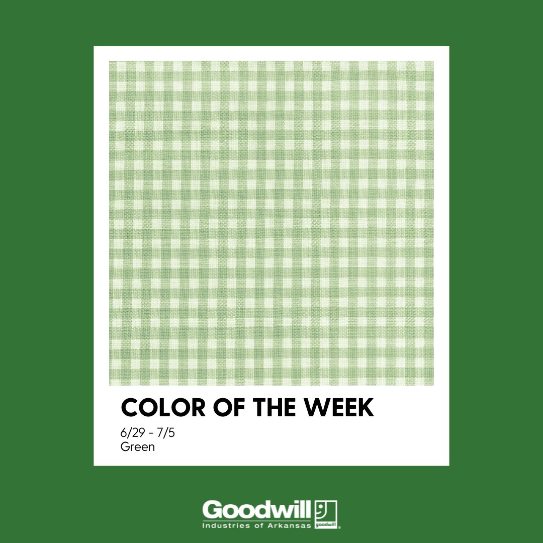 GoodwillAR's tweet image. The color of the week is GREEN! All items with green tags are 50% off. 💚🍀🍵 #HappyThrifting