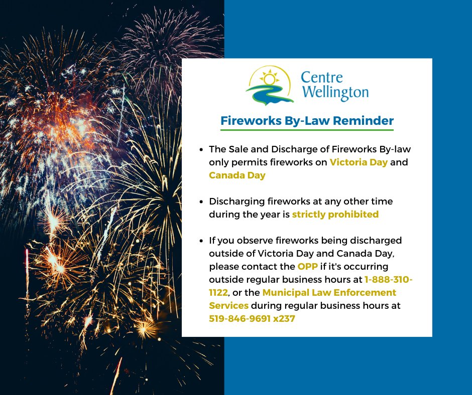 Canada Day is almost here and if you are celebrating with fireworks, please do so with care and be mindful of your neighbours and pets in the area. 

Enjoy the upcoming long weekend but do so safely so all can enjoy.