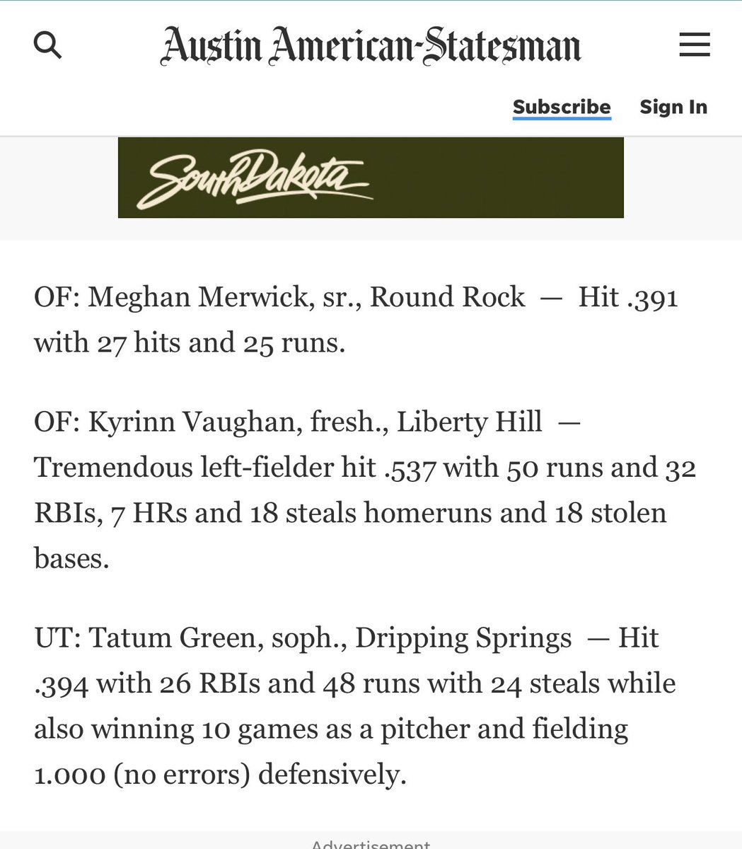 Kyrinn Vaughan 2028 (@kyrinnvaughan10) on Twitter photo Honored to make second team All-Central Texas!! Congratulations to my teammates that also made the team!! Thank you <a href="/statesman/">Austin Statesman</a> for the recognition!!
<a href="/Rickyprep/">Rick Cantu</a> <a href="/softball_lhhs/">LHHS Softball</a> <a href="/14ujazz/">Impact Gold Jazz 14U</a> Honored to make second team All-Central Texas!! Congratulations to my teammates that also made the team!! Thank you <a href="/statesman/">Austin Statesman</a> for the recognition!!
<a href="/Rickyprep/">Rick Cantu</a> <a href="/softball_lhhs/">LHHS Softball</a> <a href="/14ujazz/">Impact Gold Jazz 14U</a>