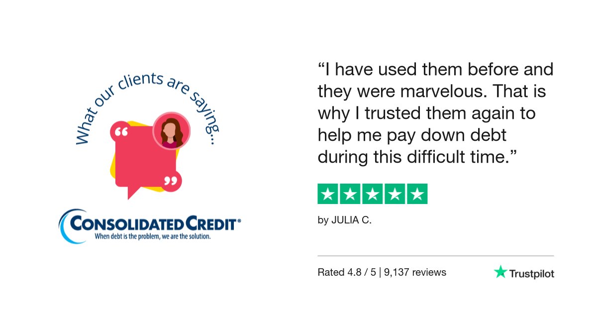 💬#ReviewoftheDay #DebtRelief🙏
👨‍👩‍👦We've helped over 10 million people just like you.
🔊If you need help reaching your #DebtFree #goals, we may be able to help you too. Call us ☎️1-844-450-1789

#DebtSucks #Testimonial #Review #ConsolidatedCredit