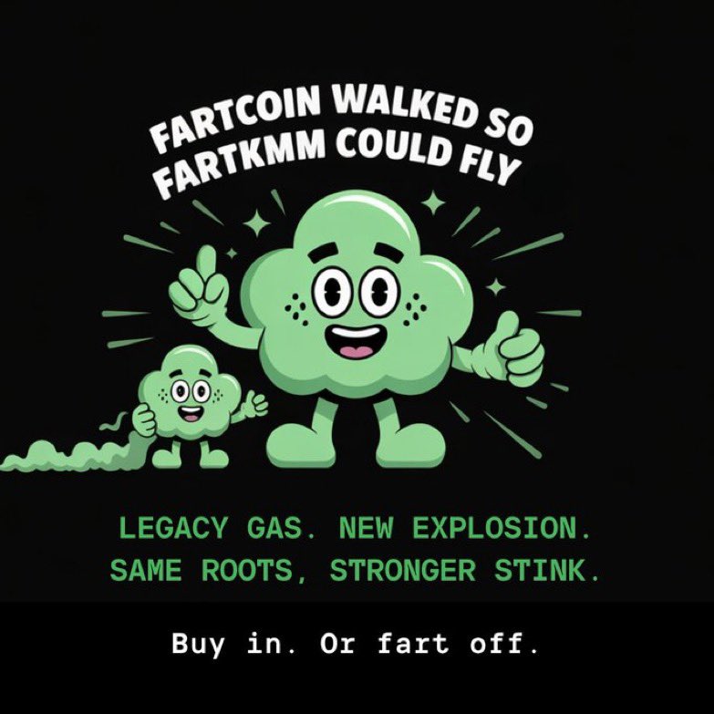 I COULDN’T BE MORE BULLISH 💎

$FARTKMM is hiding in plain sight.  

Literally in the FARTCOIN banner on Dexscreener.. Not speculation — it’s there..

SAME DEV AS FARTCOIN 👀👀

CA: 2NhoUWfCbM8V63aCpqdTk4tpf6AmP1Rq11zJvEWHpump