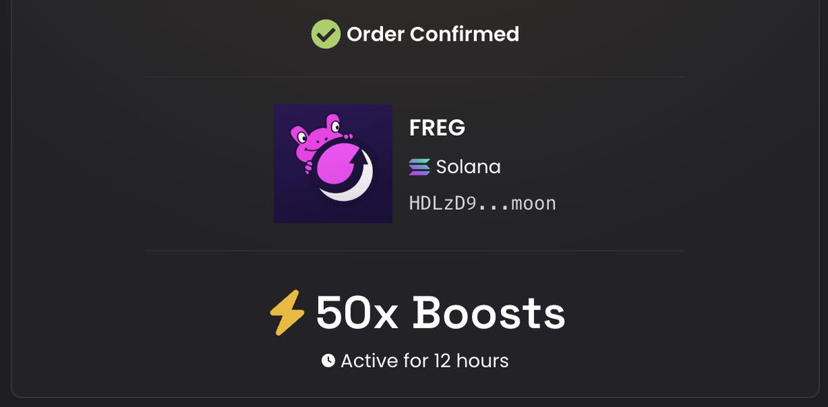 FregOnMoonshot's tweet photo. 50x boosts have been paid for $freg.

Who's gonna match me? 👀 https://t.co/vdpSq8VAAD