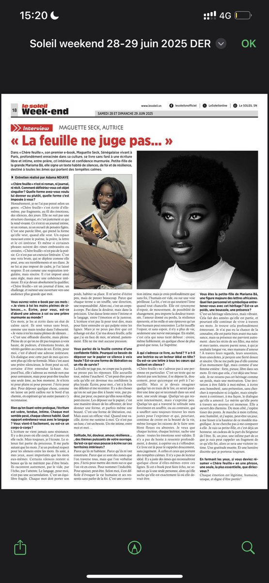 Coucou,
J’ai eu l’honneur de faire la une du journal Le Soleil. Un bel échange autour de mon œuvre. Voici quelques clichés en aperçu, je vous mets le lien ci-dessous pour découvrir l’intégralité 🥰