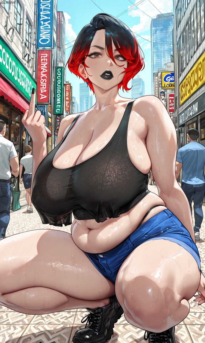 Juicy punk girl on the street 💋
#nsfwtwt #AI #art #nsfwart #anime #hentaiِart #mommy #milf