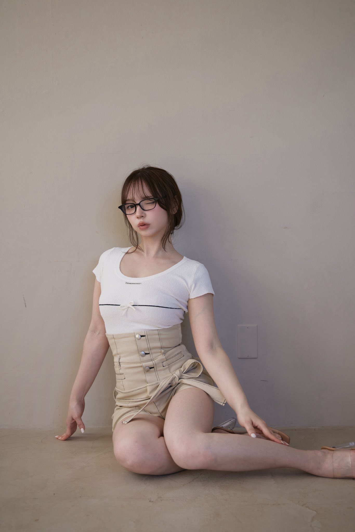 トップス andmary Putty ribbon tops ANDMARY】Putty ribbon tops