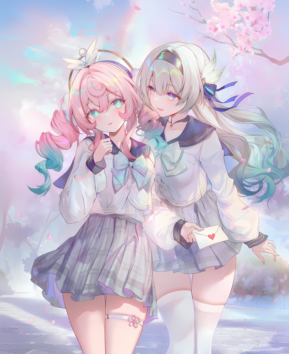 aistine_x's tweet photo. 春日情书 💌
#HonkaiStarRail #Hyacine #Firely #崩坏星穹铁道 #崩壊スターレイル #风堇 #流萤 #yuri #百合 #JK #AIart https://t.co/68xC5ZfzK8