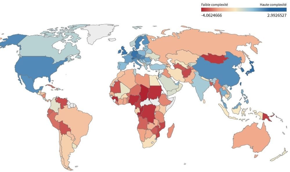 Atlas de la complexité économique
Les pays améliorent leur ICE en augmentant le nb et la complexité des produits qu'ils exportent. Une carte permet de les comparer en fonction de leur classement ICE avec possibilité de mesurer des évolutions depuis 1995
cartonumerique.blogspot.com/2025/06/atlas-…