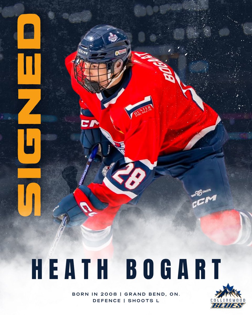 The Collingwood Blues are excited to announce the signing of 2008-born defenceman Heath Bogart from the Stratford Warriors!

Welcome to the Blues, Heath! 💙

#CollingwoodsTeam
#PoweredByNutrafarms
#drivenbymikejacksonGM