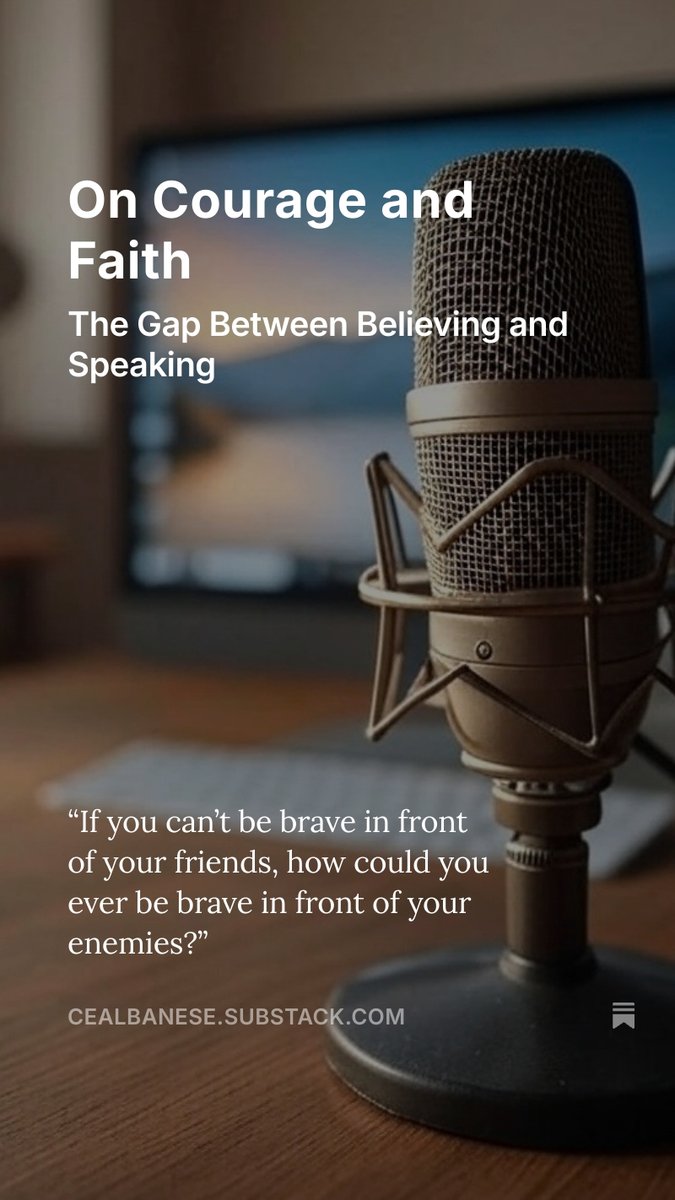 "If you can't be brave in front of your friends, how could you ever be brave in front of your enemies?"

On faith, fear, and finding the courage to speak up: open.substack.com/pub/cealbanese…