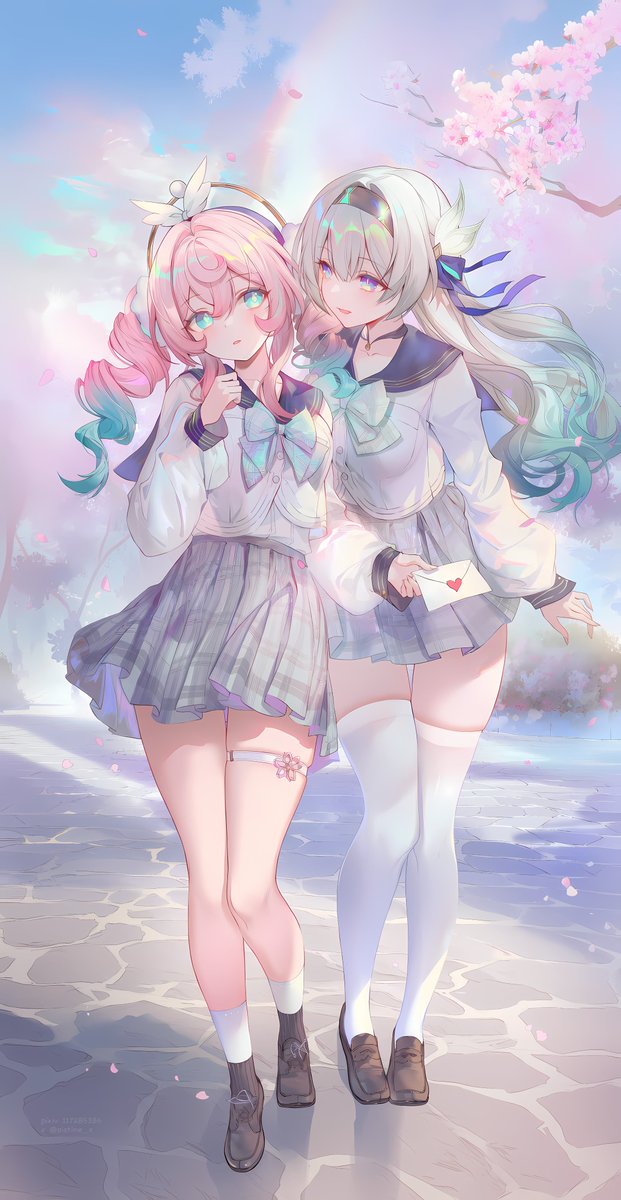 aistine_x's tweet photo. 春日情书 💌 壁纸 ver.
#HonkaiStarRail #Hyacine #Firely #崩坏星穹铁道 #崩壊スターレイル #风堇 #流萤 #yuri #百合 #JK #AIart #白丝 https://t.co/2lMwlYJSfJ