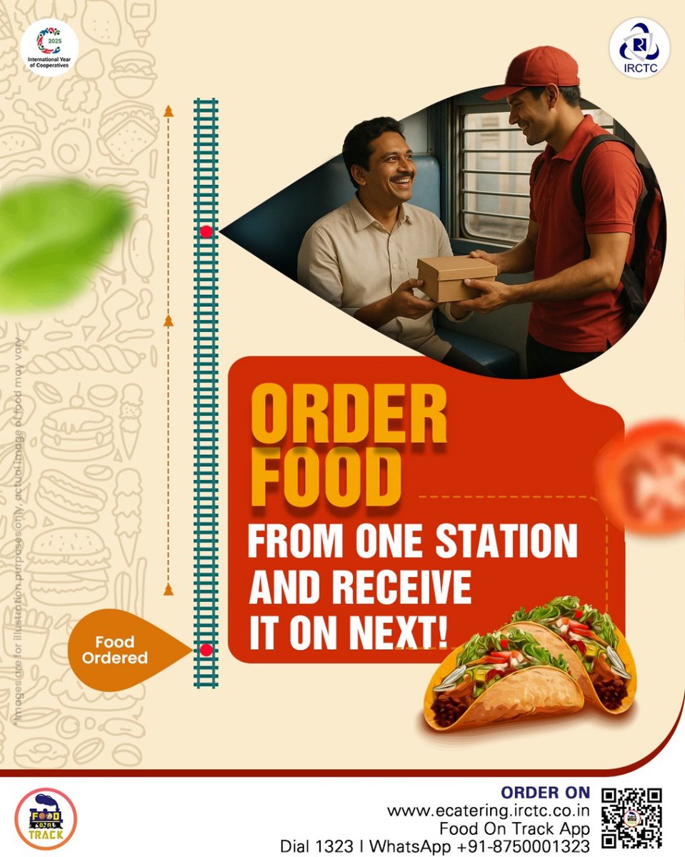Discover the rich flavors of India during your train journey with IRCTC eCatering’s "Food on Track" app. Order popular local dishes and savor the authentic tastes of India. Get your delicious meals on trains in just a few clicks.

Order Now!
🌐ecatering.irctc.co.in 
📲 Install