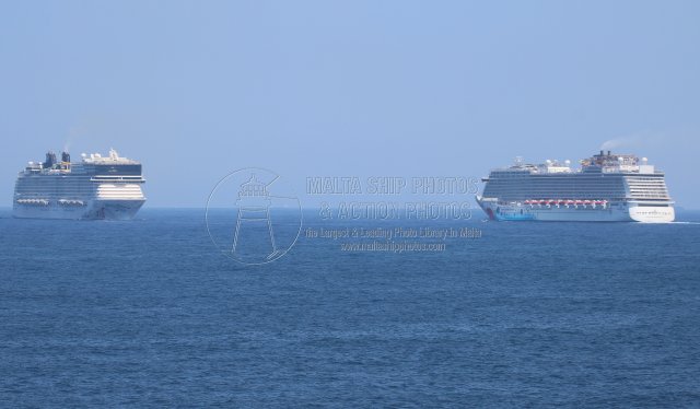 Shipguru's tweet photo. #norwegiancruiseline #cruiseliner #NORWEGIAN_BREAKWAY #justleft while #NORWEGIAN_EPIC is #approaching #grandharbourmalta - 29.06.2025 - https://t.co/nfgboxc3g3 - NO PHOTOS can be used or manipulated without our permission @Valletta_Port @CruiseNorwegian @worldshipsoc @ShipNews https://t.co/cBIdrvSrES