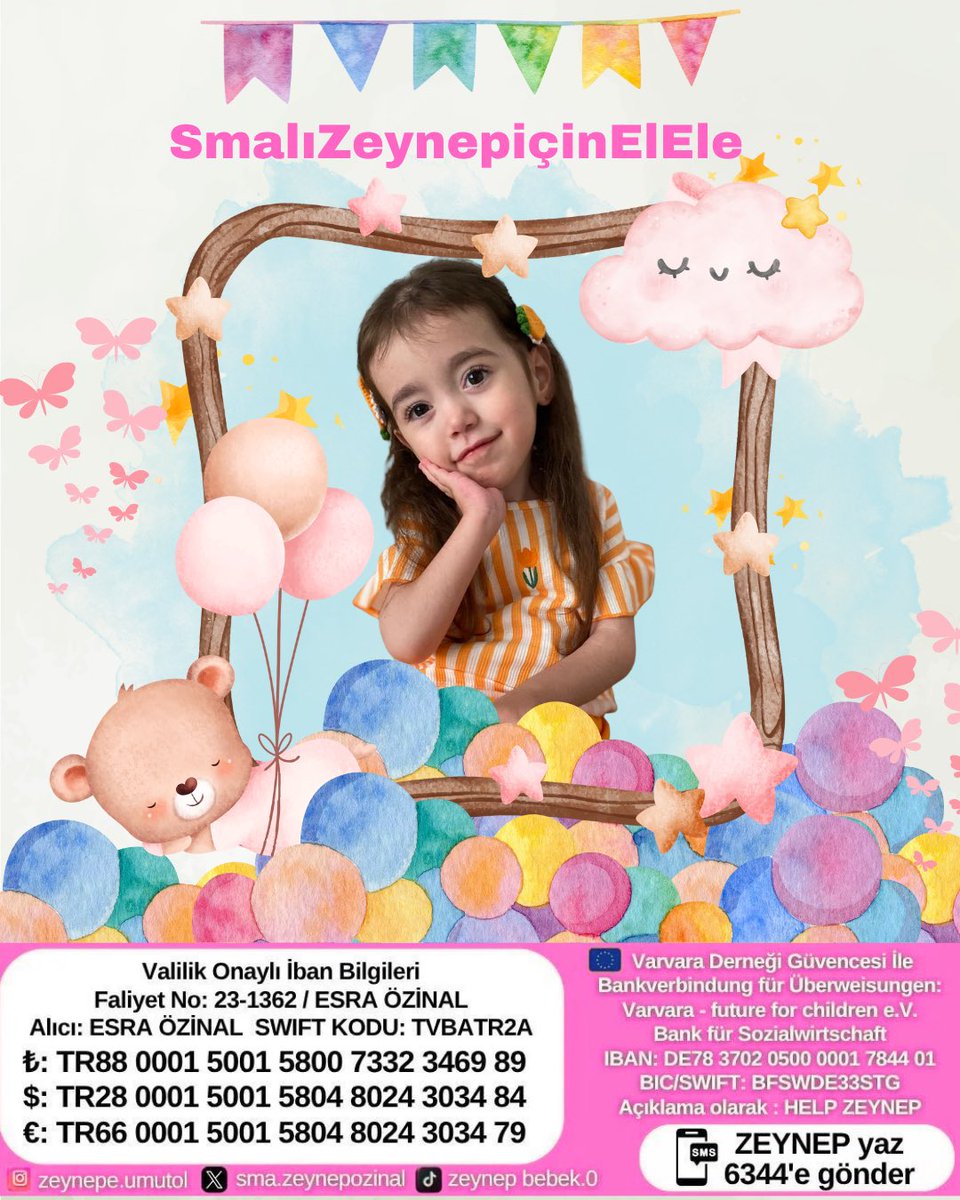 Bugün <a href="/smazeynepo57099/">SMA Tip-1 Zeynep Özinal🧜‍♀️</a> için sizleri tag çalışmamıza davet ediyoruz. 

Atacağınız tek 1 twitle,2.valilik izninde ve hala  %36"da olan kampanya için maddi manevi desteklerinize ihtiyacımız var.🍃🙏

👇
#SMAlıZeynepiçinElEle