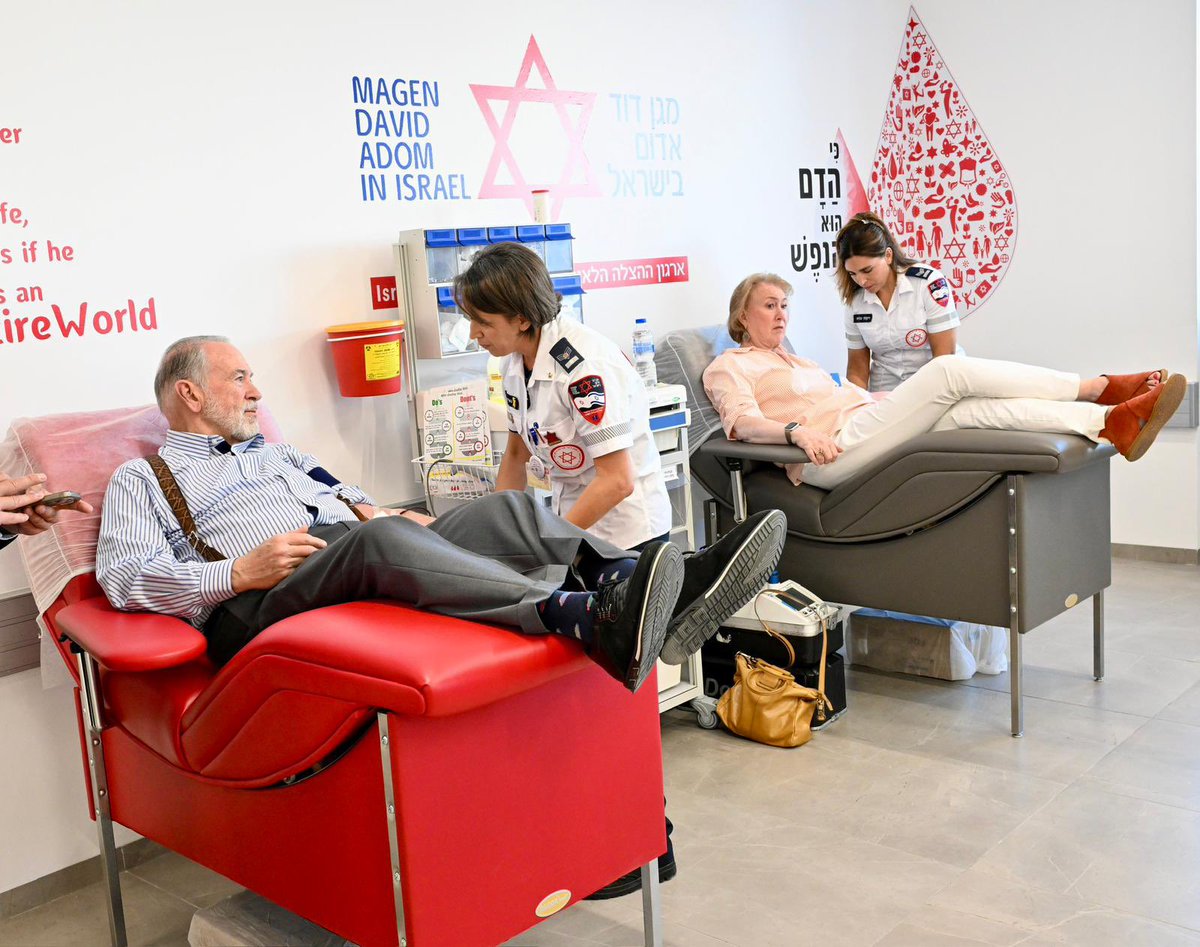 USAmbIsrael's tweet image. Janet and I toured a Magen David Adom @Mdais Blood Bank in Ramla today, meeting heroic volunteers who showcase the very best of humanity - tireless work ethic, servants’ hearts, & professionalism - in their life-saving mission. We are truly grateful for their work!