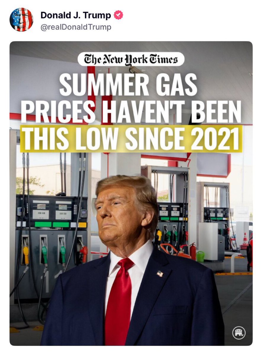 Stock market just hit an all-time high and gas prices are plunging.

Trump is getting the economy back on track after a disastrous 4 years under Biden.