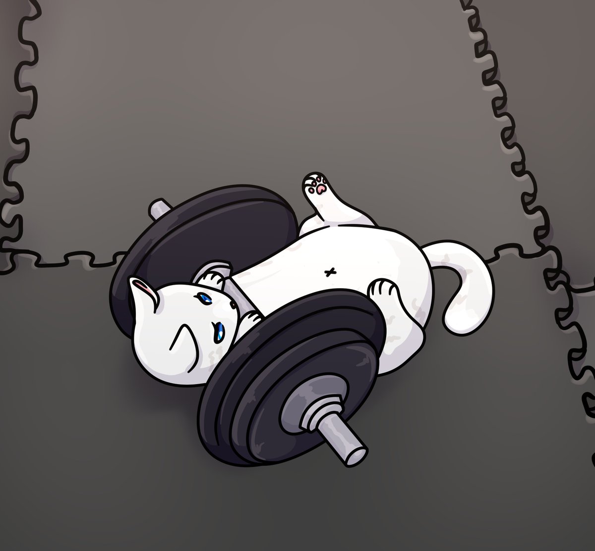 meowwnads's tweet image. ♡ Gymonad cats! I wanna be stronger ♡