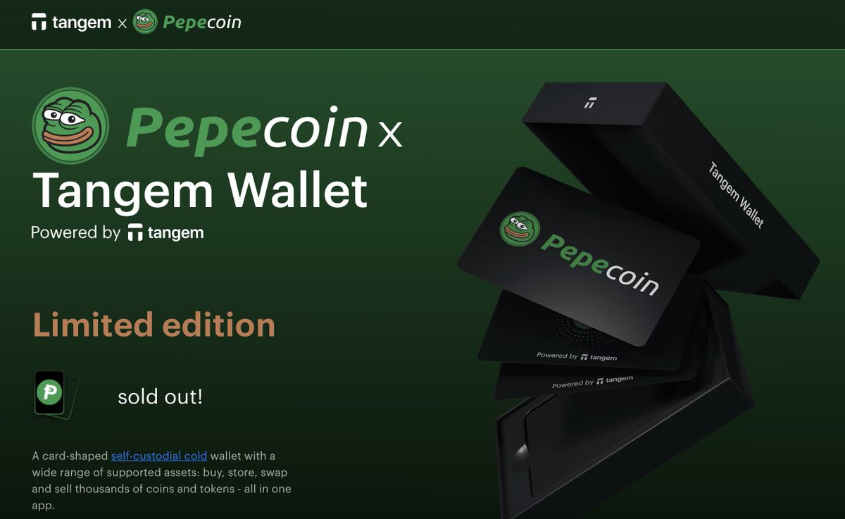cryptotusa's tweet image. It sold out! $PEP @Tangem @PepecoinNetwork