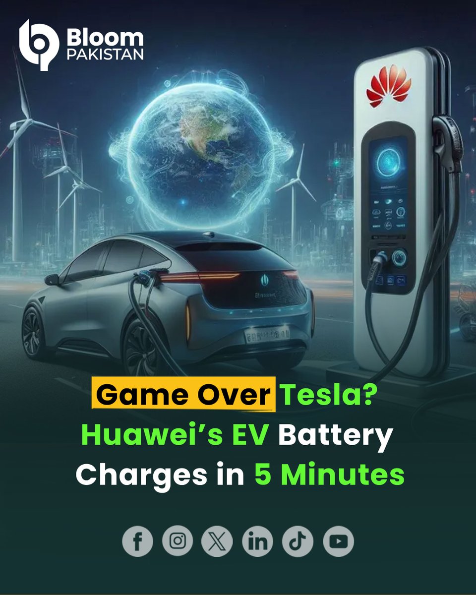 bloom_pakistan's tweet photo. Huawei has shaken up the electric vehicle world with a new patent for a solid-state EV battery that promises an astonishing 2,000-mile range on just a five-minute charge.

Read More:
https://t.co/gcY6ktJyJc

#BloomPakistan @Huawei  @TeslaMotorsClub  @Tesla_Asia  #HuaweiEV #EVBatteryBreakthrough #5MinuteCharge #ElectricVehicles #HuaweiVsTesla #EVInnovation #TechNews