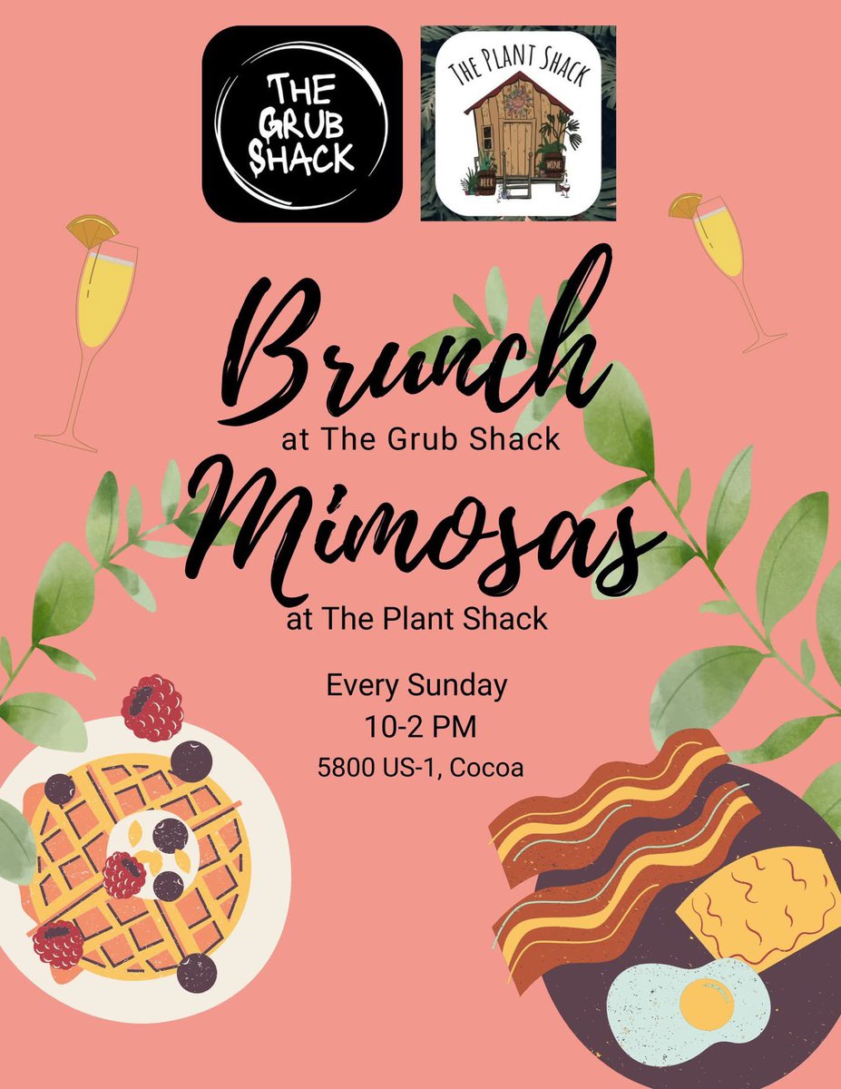 TheGrubShack_FL's tweet photo. 🧇 Put Your Brunch On Today @
💐#TheGrubShack_ThePlantShack 

(( Sunday Brunch & Mimosas ))
What sounds better on this beautiful morning?

🥂https://t.co/z5RZV2RZOg

🥗 SundayBrunch Menu:
👉 https://t.co/i2kWp0coXP

#ChickennWaffles #GrandmasBreakfast #BreakfastSandwich #Waffles #Mimosas #FrenchToast #Parfait #Beignets #ThePlantShack #TheGrubShack #Brunch

🌴 https://t.co/sDIypLd0f0