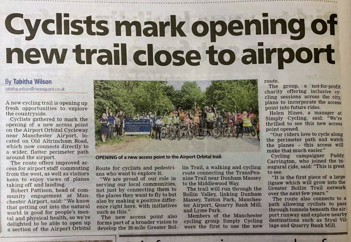 CycleWilmslow's tweet image. Recent newspaper item featuring some CycleWilmslow members in the photo! 
Well done to Paddy for pushing for this.