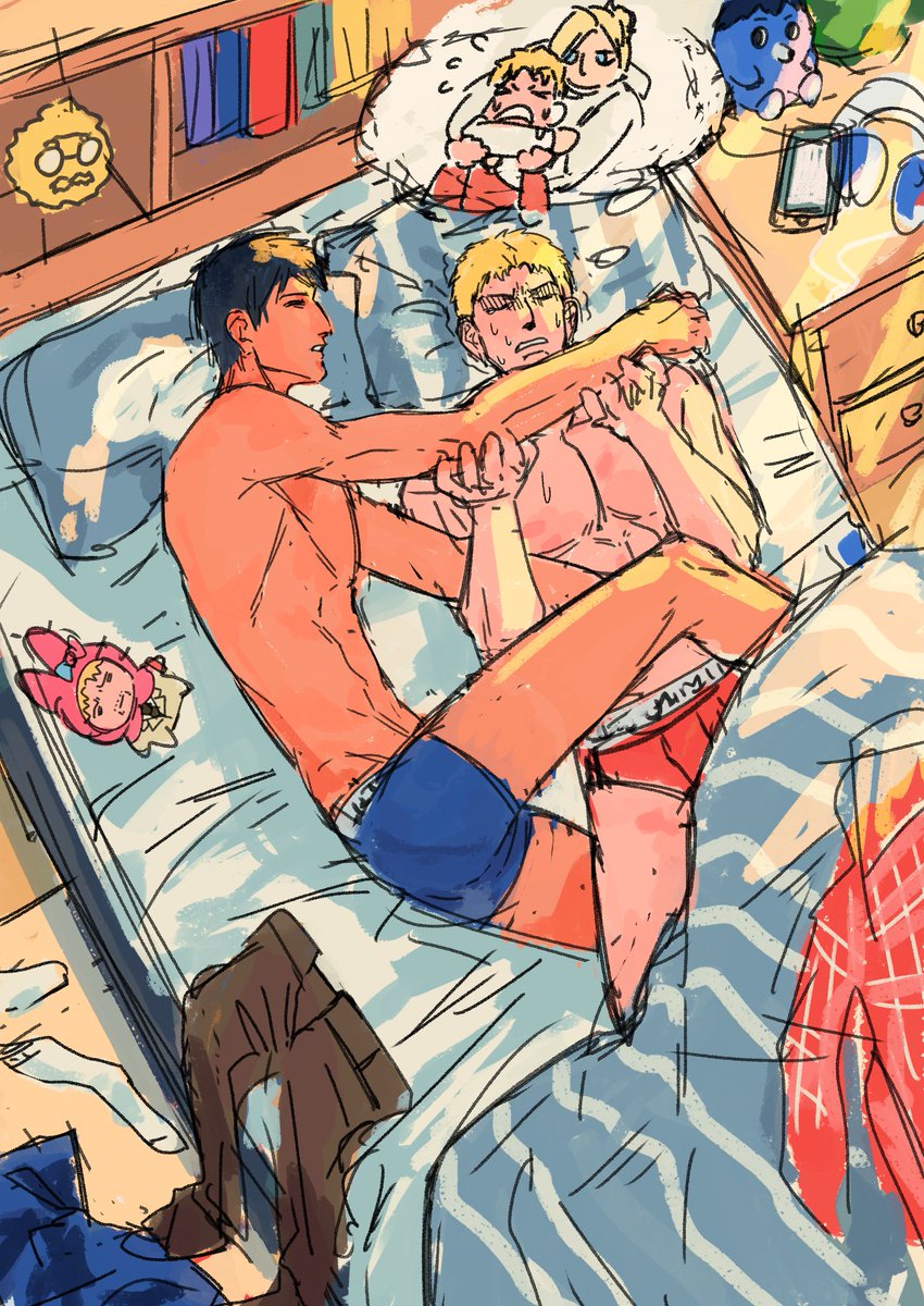 U_NiuNiu's tweet image. Roommate sleeps badly
(不想细化了改天再说)
#AttackOnTitan #Reinerbraun #BertholdtHoover