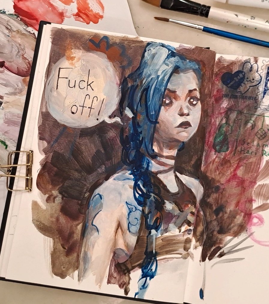 1 hr #Jinx gouache study from last night! 

#Arcane #fanart