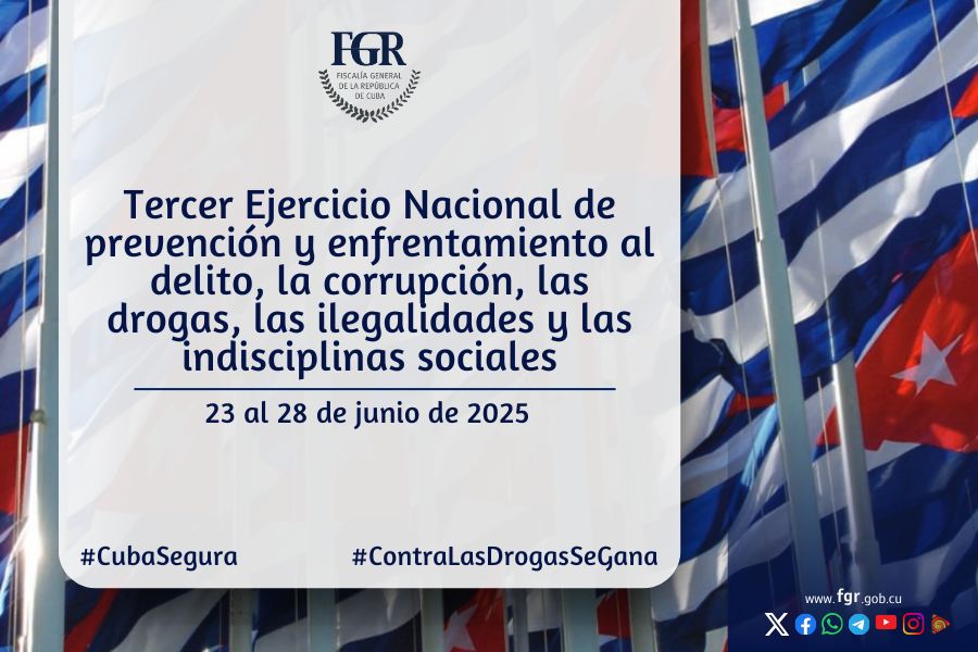 🇨🇺 | En la semana que concluye tuvo lugar el III Ejercicio Nacional de prevención y enfrentamiento al delito, la corrupción, las drogas, las ilegalidades y las indisciplinas sociales.

ℹ️ | En nuestras plataformas digitales encontrará amplia información.

#CubaSegura