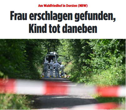 Entsetzlicher Fund in #Dorsten: Wenig später entdeckten die Polizisten im direkten Umfeld der Leiche ein totes Kind – das kleine Mädchen (etwa 2 bis 3 Jahre alt) lag in einem Gebüsch. Wie schrecklich! bild.de/regional/nordr…
