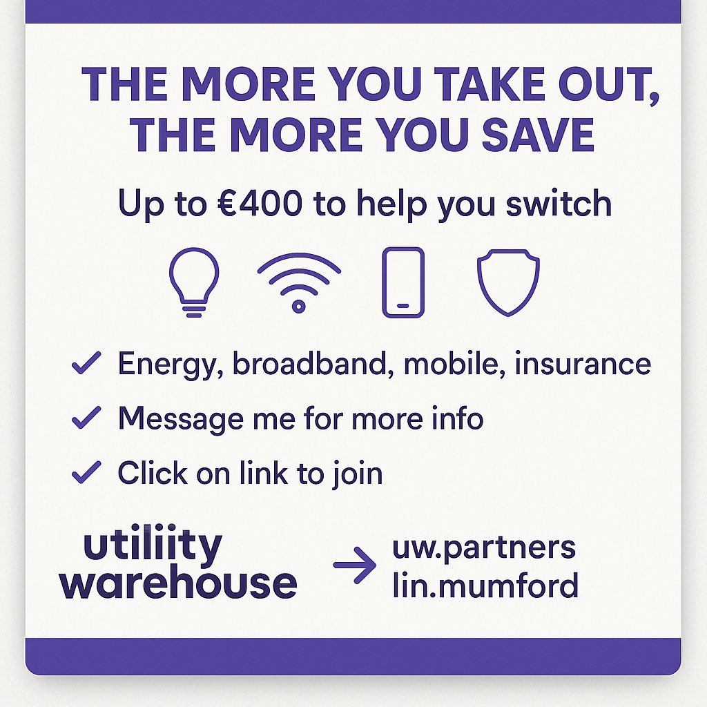 LinMumford1's tweet image. 💸 The More You Take Out, The More You Save 💡📶📱🛡️

#UtilityWarehouse #SaveMoney #SmartSwitching #BundleAndSave