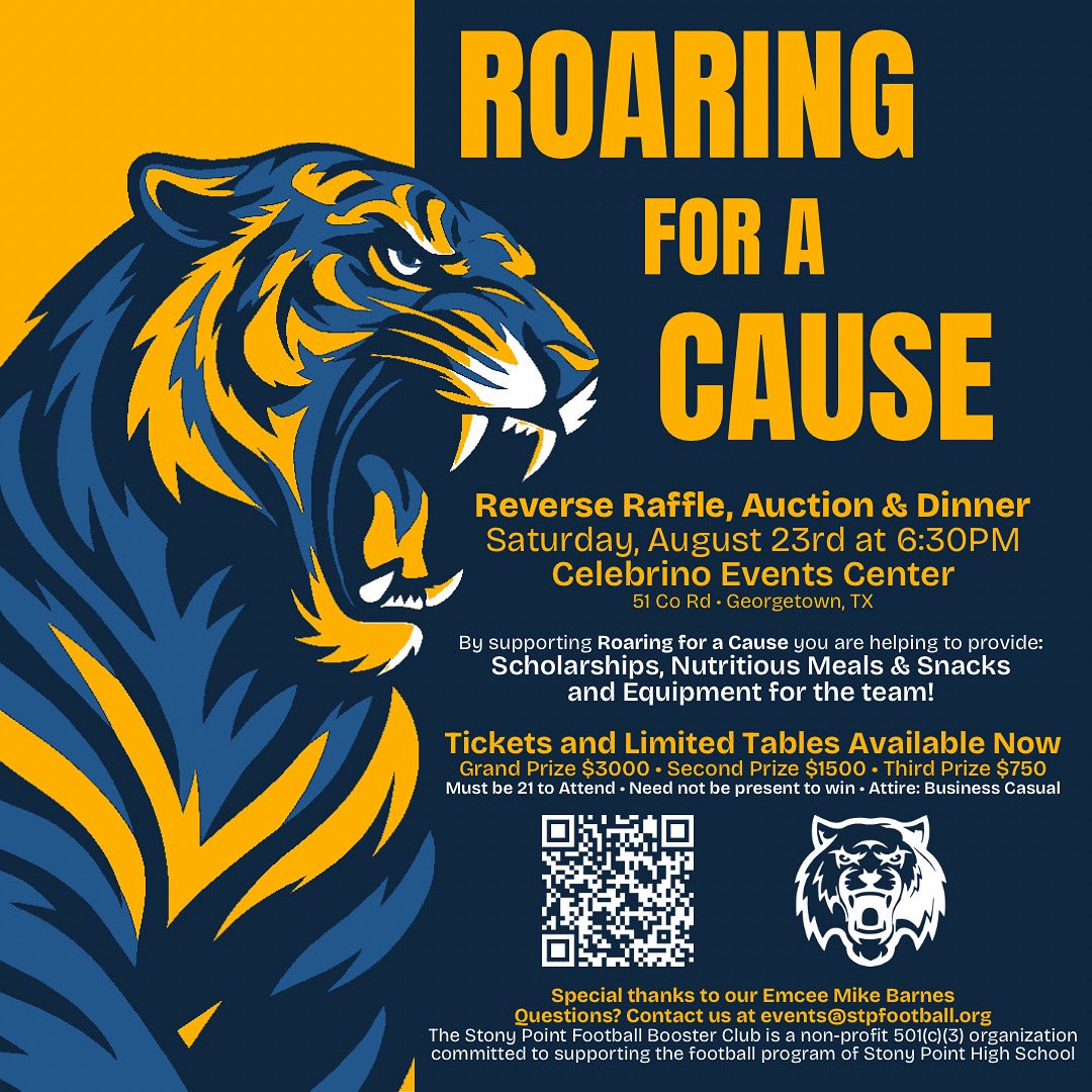 stpfootballbc's tweet photo. π Roaring for a Cause is our biggest event of the season! Join us Sat, Aug 23 at Celebrino for dinner, drinks, auctions, games, a $3K grand prize & more β all to power our Tigers this fall.
ποΈ Donβt fumble your shot: https://t.co/arxizWQw6m
#SupportThePride #TIGERFootball #FNL https://t.co/pvw0PeE2Eo